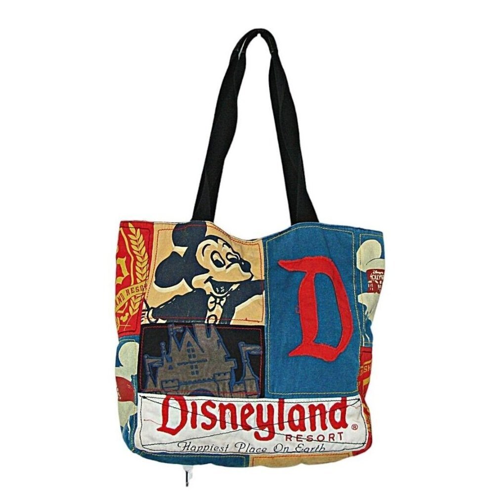 Walt Disney World Parks The Happiest Place on Earth Patchwork Tote Bag Rare